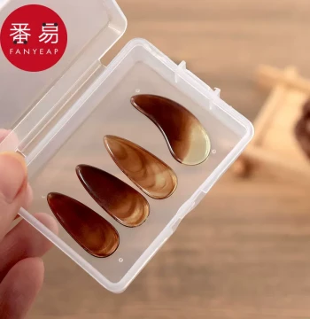 Guzheng Picks Tortoiseshell Color Double-Sided Curved for Beginners