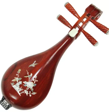 Fanchao Traditional Chinese Liuqin for Beginners - Red Hardwood with Metal Frets, Paulownia Top, and Bone Inlay