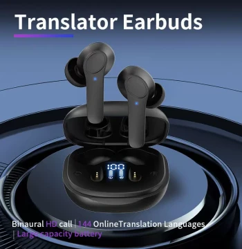 Smart Voice Translation Earbuds - Dual-Ear Chinese-English Translator with Multi-Language Bluetooth Wireless Simultaneous Interpretation