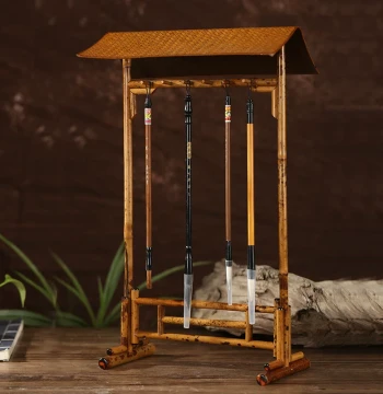 Chinese Style Qiong Bamboo Purple Bamboo Brush Holder Desktop Organizer Calligraphy Decor