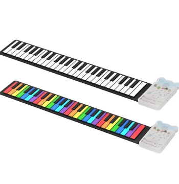 Roll-Up Piano Keyboard for Kids, Colorful Rechargeable Electronic Piano with Built-in Speakers, Educational Toy for Beginners