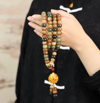 Bodhi Root Dunhuang Apsara 108 Beads 12mm Bracelet, Unisex Buddhist Prayer Beads for Meditation, Necklace, Multi-wrap Wristband