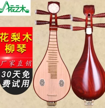 Yi Zhi Mu Rosewood Liuqin Folk Instrument Rosewood Red Sandalwood Liuqin with Accessories Included