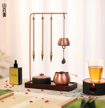 Shanbaiji Hanging Calligraphy Brush Rack, Solid Wood Brush Holder for Chinese Calligraphy, Wash-Free Brush Storage Stand