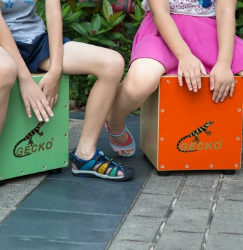 GECKO Wooden Cajon Drum Real Wood Sit-on Box Drum for Kids Kindergarten Music Instrument