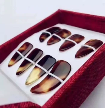 Guzheng Picks Handmade Raw Material Grooved Double-Sided for Tremolo Practice