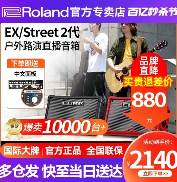 Roland CUBE STREET EX Battery-Powered Stereo Amplifier with Bluetooth - Ideal for Outdoor Guitar Sing-Alongs and Live Streaming