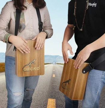 GECKO Double-Sided Travel Case Drum Portable Cajon Drum Electric Acoustic Wood Bongo Percussion Instrument Gift