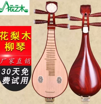 Yi Zhi Mu Rosewood Liuqin Traditional Chinese Instrument Rosewood/Redwood Liuqin with Accessories