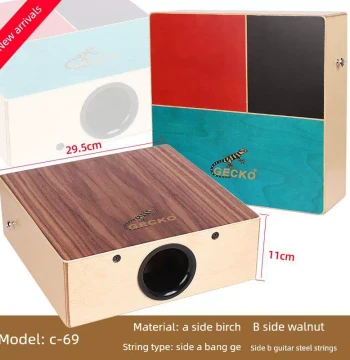 Gecko Handheld Wooden Travel Box Drum Cards - Red Drum Hand Clapper, Double-Sided Bang Song Guitar Percussion Instrument