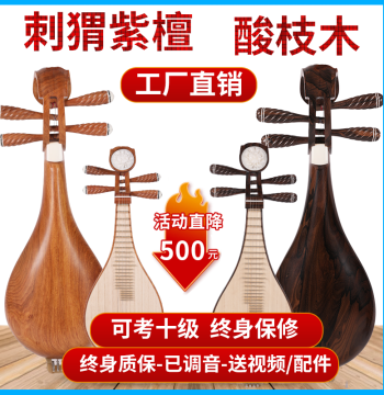 Liuqin Instrument for Performance and Exams, Made of Rosewood, Chicken Wing Wood, or Purple Sandalwood