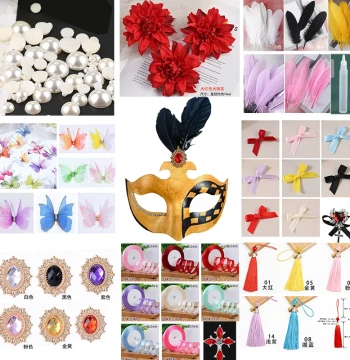 DIY Paper Mache Fox Mask Coloring Kit with Accessories: Feathers, Ribbons, Bows, Stickers, Pearls, Rhinestones, Tassels, Flowers, and Glue