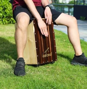 GECKO Cajon Drum, Electric-Acoustic Solid Wood Sitting Box Drum, Adult Hand Percussion for Beginners