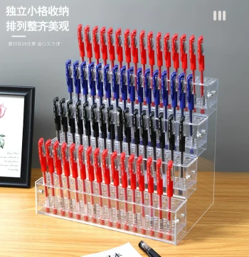 Acrylic Pen Holder Stationery Store Desk Office Desktop Ballpoint Gel Pen Storage Multi-Layer Slot Display Rack