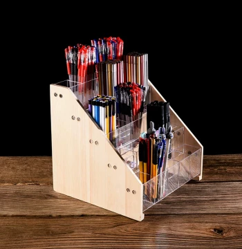 Acrylic Marker Pen Holder Multi-Tier Trapezoid Display Rack for Stationery Stores and Counters