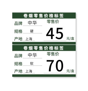 Cigarette Retail Price Label Stickers Numbers 0-9, 13×9mm White Background Black Text