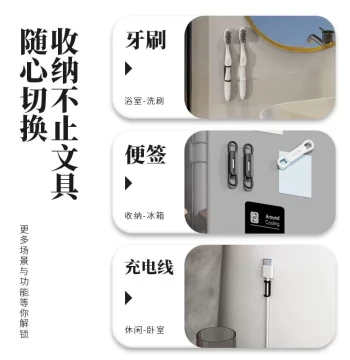 Multifunctional Silicone Magnetic Pen Holder: Drill-Free, Traceless, Movable Storage for Fountain Pens and Pencils