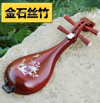 Manufacturer Promotion Band Performance Beginner Exam Red Sandalwood Shell Carved Liuqin Instrument with Accessories Strings Picks Fanchao