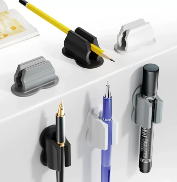 Adhesive Pen Holder for Desks and Walls - Pencil, Marker, and Clip Organizer