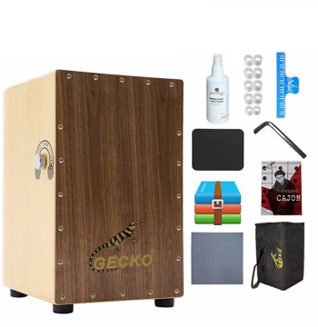 GECKO Cajon Drum - Wooden Box Drum for Hand Percussion, Square Sitting Drum with Deep Bass