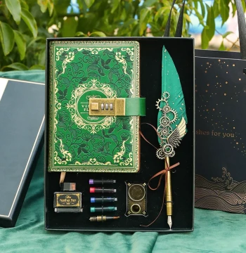 Harry Potter Password Notebook Set Gift Box Vintage Journal Diary Feather Pen Full Set Internet-Famous Gift