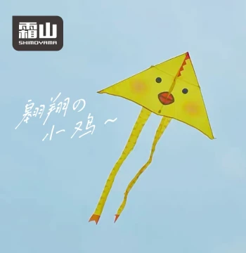 Shuangshan Little Chick Kite with String Cartoon Triangle Design Easy to Fly in Light Breeze for Beginners, Cute and Compact