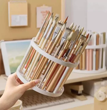 Multi-Function Storage Rack for Art Students: Oil Paint Brush Holder, Multi-Hole Pen Container, Painting Tools, and Makeup Brush Organizer