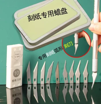 Tang's Pen Knife Carving Mat and Wax Plate Set for Paper Cutting - Professional Non-Stick Engraving Tools