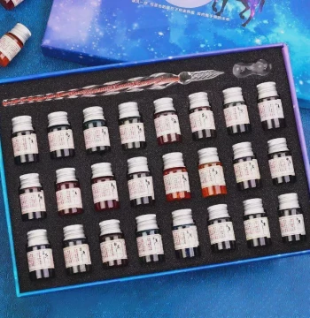 Glass Dip Pen Starry Sky Crystal Pen Vintage Colored Ink Quicksand Pen for Students Internet Celebrities Twelve Constellations