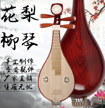 Liuqin Instrument - Professional Rosewood Liuqin for Performance, Red Sandalwood Liuqin for Beginners, Practice Entry-Level Chinese Lute
