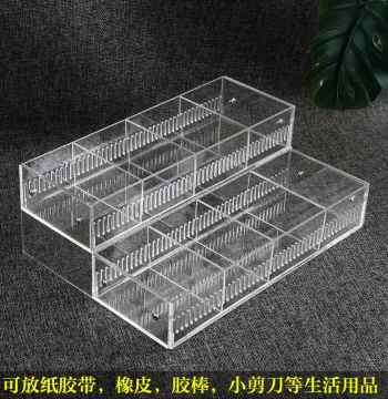 Adjustable Divider Acrylic Eraser Stand Glue Stick Box Eraser Box Tape Storage Cabinet Stationery Cosmetics Display Rack