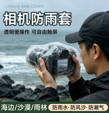 Camera Lens Protective Cover, Transparent Touchscreen Rain Shield for Beach and Outdoor Photography, Compatible with Canon and Nikon