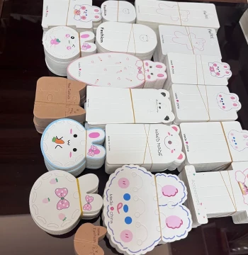 Approx. 100 Sheets Cute Cartoon Animal Cards Bear Rabbit Cat Paper Hair Clips Claw Clips Card Headers