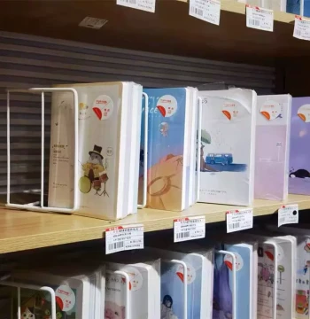 7-Curve Notebook Stand - Also Available in 8 and 9 Curves, Iron Bookshelf for Binders and Document Separation