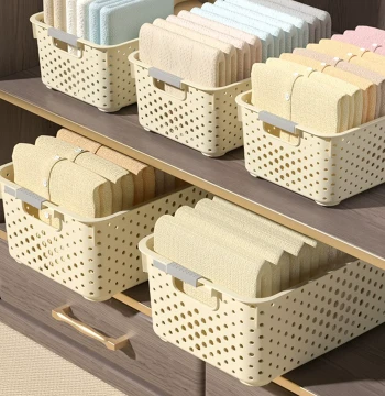 Storage Basket Plastic Shelf Organizer for Home Kitchen