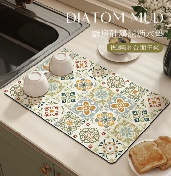 Diatomaceous Earth Kitchen Drainage Mat, Oil-Resistant and Non-Slip