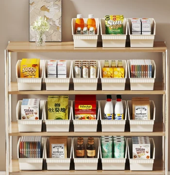 Home Cabinet Storage Boxes, Kitchen Organizer Bins, Desktop Clutter Basket, Pull-Out Pantry Containers