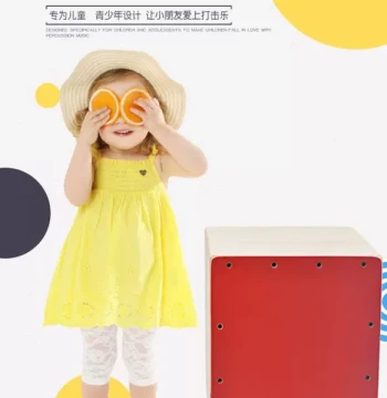 Cajon Drum Box, Solid Wood Seat Drum, Percussion Instrument for Kids and Beginners, Hand Clap Cajon with Guitar Strings