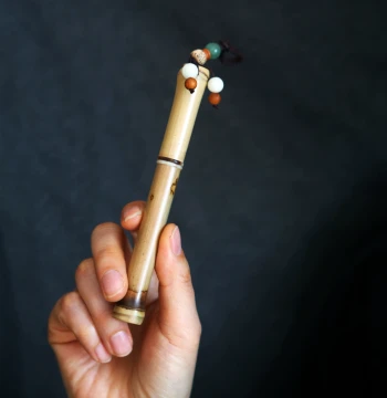 [No. 72 Pen House] Vintage Handmade Mini Spotted Bamboo Glass Dip Pen for Journaling, Pendant, Colored Ink Fountain Pen