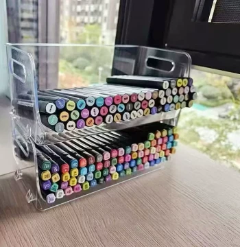 Rotating Marker Storage Box - Acrylic Pen Holder Organizer for Colored Pencils and Dorm Desk Tidying