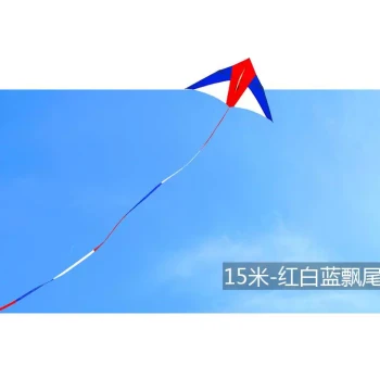 Weifang Kite Rainbow Tail, Fabric Patchwork in Red, White, Blue, Black, and Green, 3D Cylinder Kite Tail, Flowing and Rotating Tail