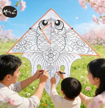 Caiyun DIY Coloring Kite Kit - Hand-Painted Materials for Kids, Easy to Fly in Light Breeze, Essential for Outdoor Parent-Child Activities