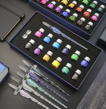 Semiramis Starry Sky Series Glass Dip Pen – Creative Fountain Pen with Glitter Ink Gift Box