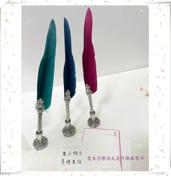 Vintage European-Style Quill Pen – Romantic Goose Feather Dip Pen Gift for Girlfriend (Qixi Festival/Birthday)