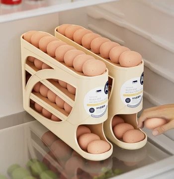 Rolling Egg Storage Container Multi-Layer Tilted Design for Refrigerator Door