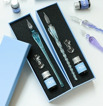 Macaron Glass Pen Set, Signature Pen, Crystal Dip Pen for Students, Glass Ink Dip Pen, Stationery Gift Pen