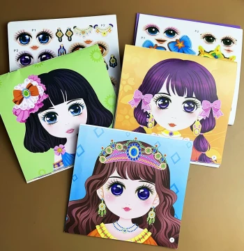 Pretty Princess Dress-Up Sticker Book, Cute Makeup Stickers for Girls, Educational Toy