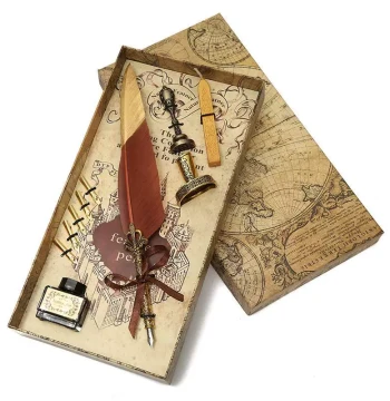 Vintage Metal Quill Pen Set, Gift Box for Teachers, Meaningful Teacher's Day Gift