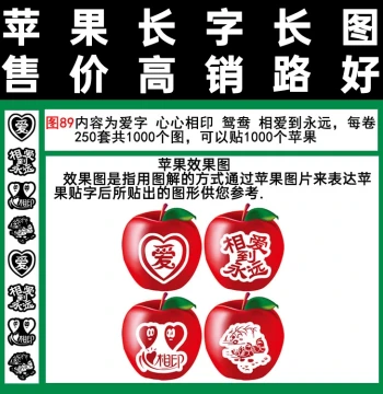 Chenshi Apple Sticker Love Series Fig. 89 Free Shipping Over $15, 1000 Rolls of Tape-Style Red Fuji