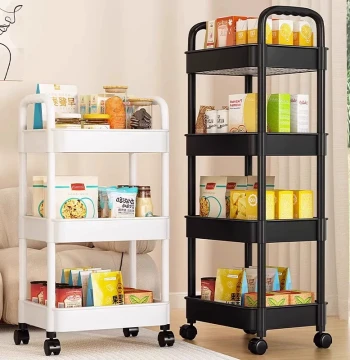 Storage Cart Multi-Tier Rolling Shelf for Bathroom and Living Room
